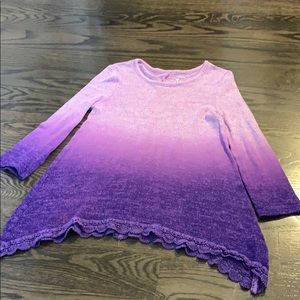 Justice ombré asymmetric gauze light sweater